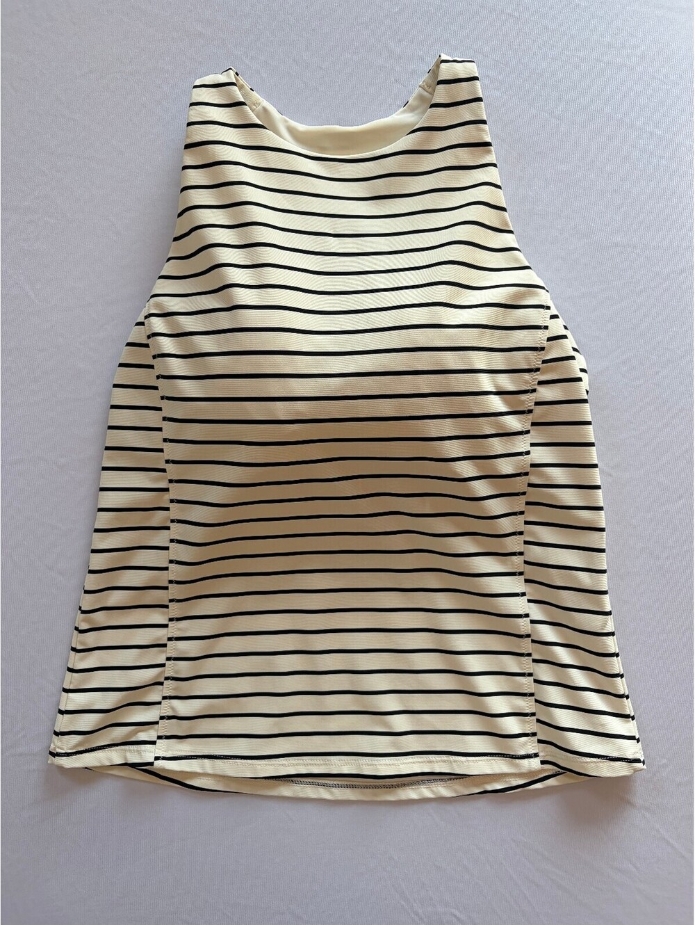 CALIA Women’s Large Cream Navy Striped Racerback Tank Top Built In Bra